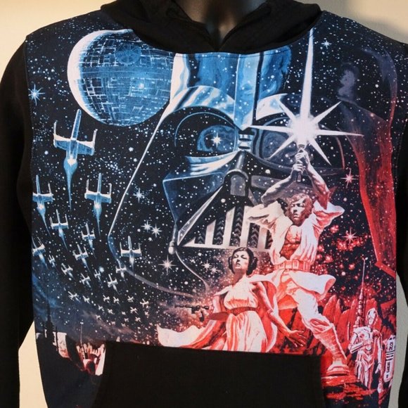 Star Wars Classic Artwork Vader Leia Luke A New Hope Hoodie Size S - Picture 3 of 5